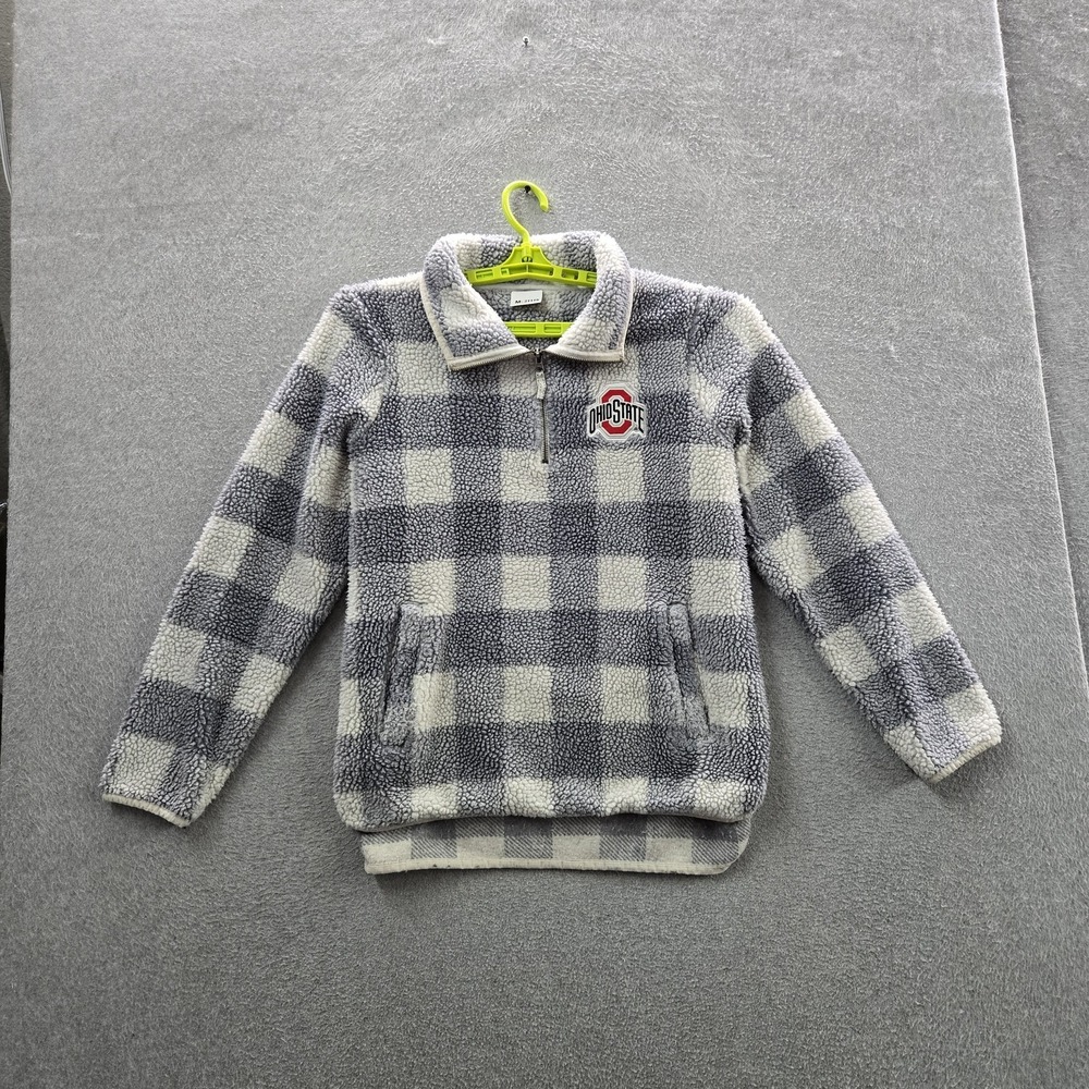 Ohio State‎ Buckeyes Women Sweatshirt M Gray Embroidered Campus Collection Plaid